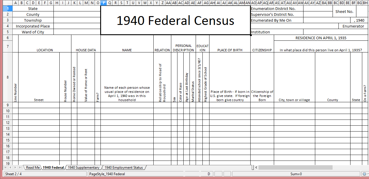 Download The 1940 Census Template Files For FREE CensusTools